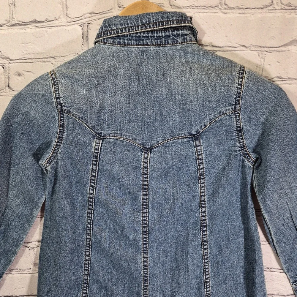 Gap Kids Snap-Up Denim Dress Size 6-7 Long Sleeve